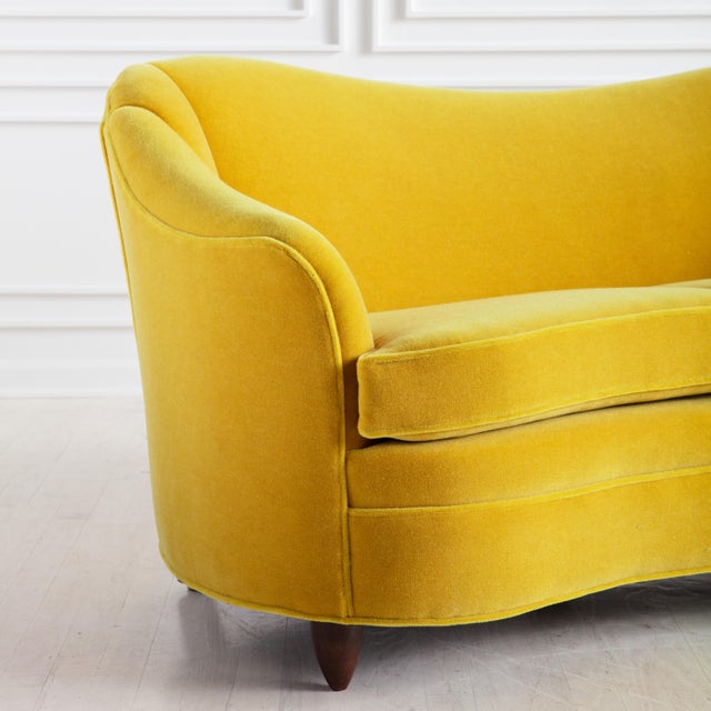 Italian Settee in Mustard Yellow Mohair, Sourced in Europe Chairish