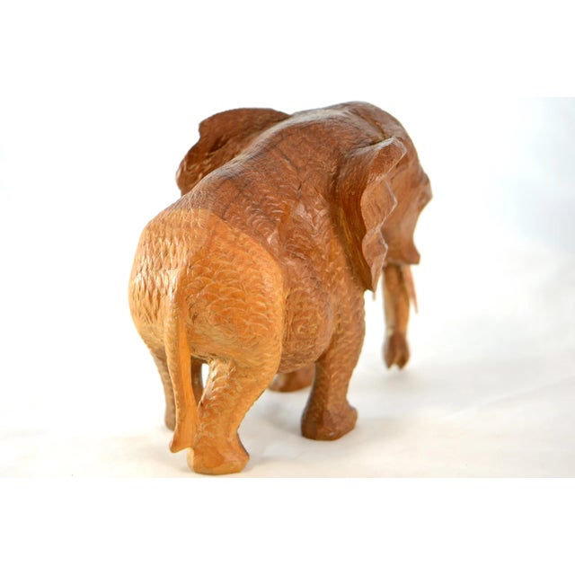 Mid 20th Century Hand Carved Wood Elephant For Sale - Image 5 of 9