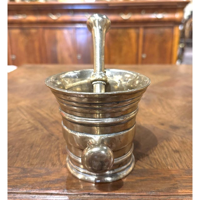 Mid-19th Century French Polished Bronze Mortar With Original Pestle For Sale - Image 4 of 7