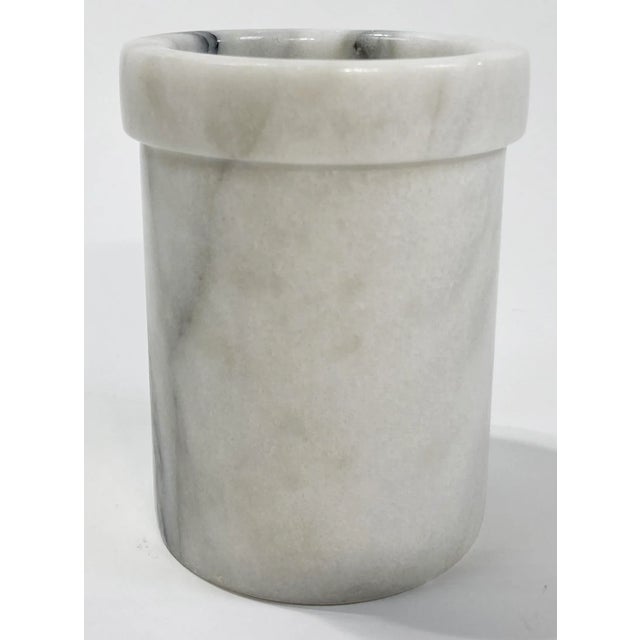 Mid 20th Century Vintage Italian Carrara Marble Bottle Chiller or Utensil Holder For Sale - Image 5 of 5