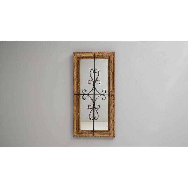 1900s French Wood Patinated Mirror With Wrought Iron Details For Sale In Greensboro - Image 6 of 18