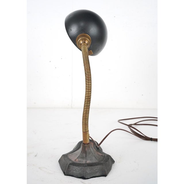 Black Restored 1920s Industrial Steel Gooseneck Desk Lamp For Sale - Image 8 of 9