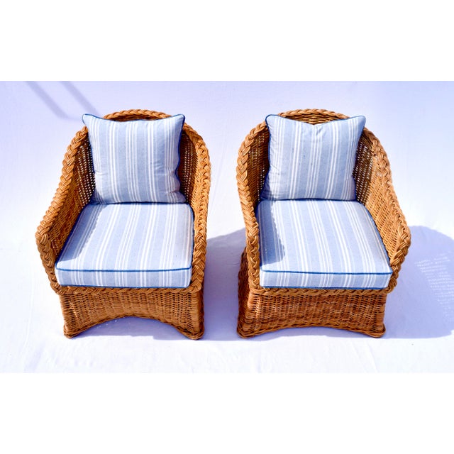 Mid-Century Modern Michael Taylor Wicker Lounge Chairs For Sale - Image 3 of 8