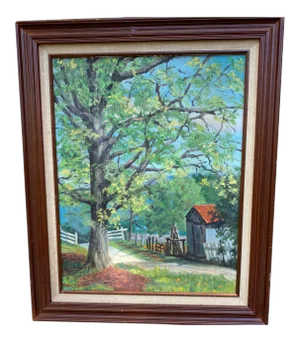 Mid 20th Century California Landscape Oil Painting by Edna Jones, Framed