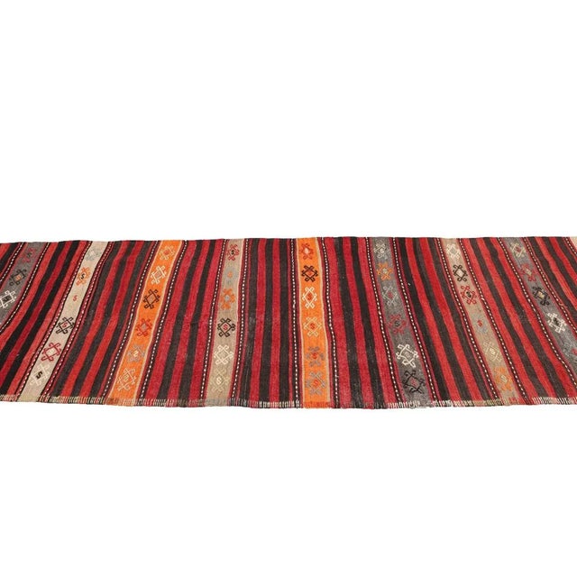Mid 20th Century Striped Vintage Turkish Kilim Runner For Sale - Image 4 of 7