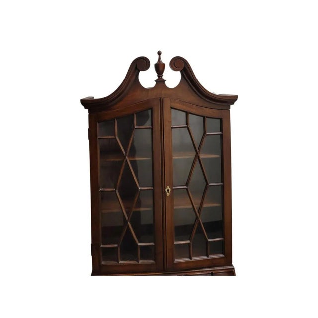 1840s Diminutive George III Walnut Block Front Slant Front Bureau Bookcase Cabinet For Sale In Washington DC - Image 6 of 13