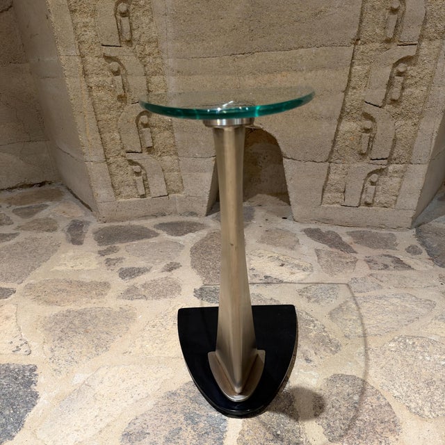 Modern Accent Table Fcantilever Clear Tempered Glass Top For Sale - Image 9 of 10