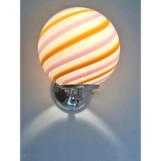 Amber and Pink Rods Murano Glass Wall Sconces by Simoeng, Set of 2 For Sale - Image 6 of 9