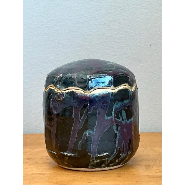 Vintage Glazed Ceramic Lidded Jar For Sale - Image 9 of 12