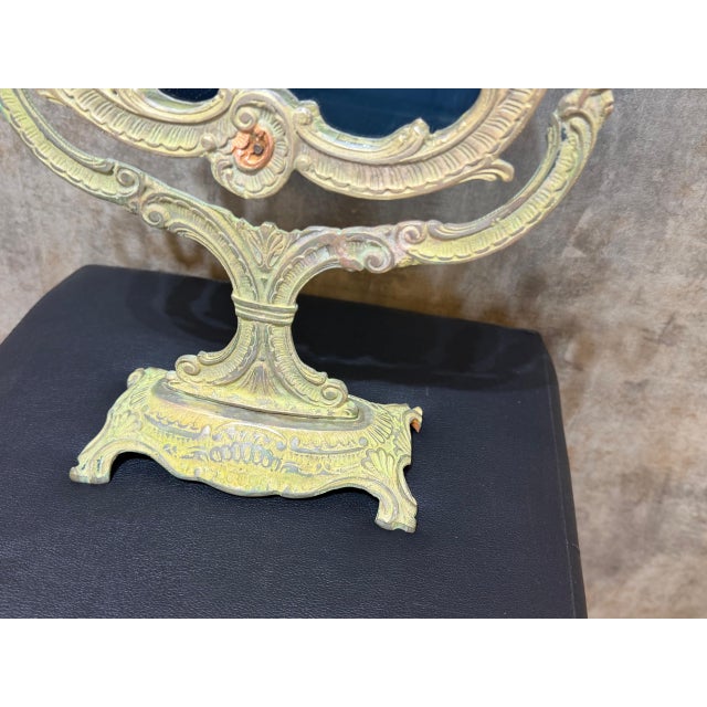 Metal Verdigris Patina Brass Vanity Mirror For Sale - Image 7 of 13
