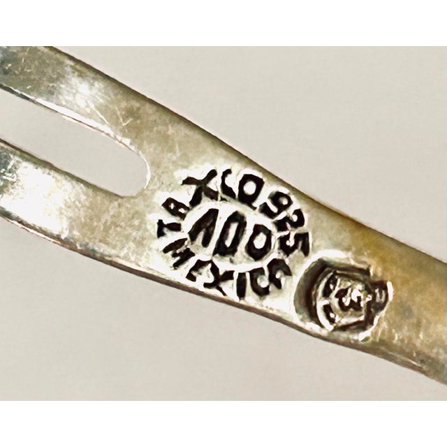 Mid 20th Century Taxco Mexican Sterling Olive Forks, Set of 7 For Sale - Image 5 of 5