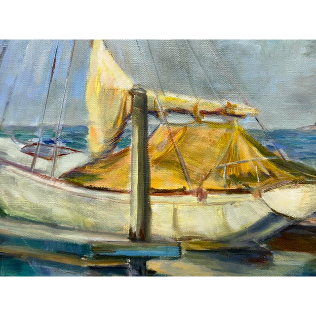 2010s B. Bergman Acrylic on Canvas Boat Nautical Painting, Circa 1983 For Sale - Image 5 of 12