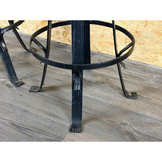 Vintage Brutalist Bar Stools in Iron and Wood, 1960s, Set of 2 For Sale - Image 17 of 18