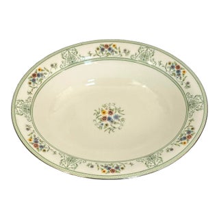Vintage Wedgwood Agincourt Green Bone China Oval Vegetable Serving Bowl For Sale