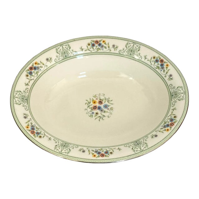 Vintage Wedgwood Agincourt Green Bone China Oval Vegetable Serving Bowl For Sale