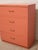 Vintage Postmodern Burnt Orange Four-Drawer Highboy Dresser With Brass Hardware For Sale - Image 9 of 12