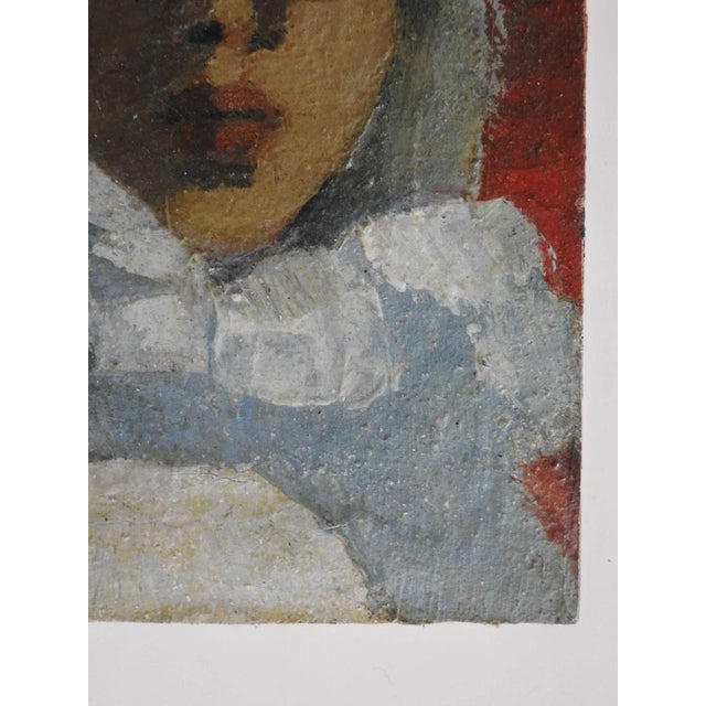 Mid 20th Century Portrait of Woman in White Cloak Painting For Sale - Image 4 of 4