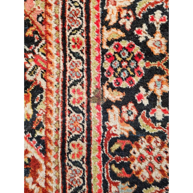 Vintage Persian Mahal Sultanabad Rug, Hand-Knotted Wool, Geometric Pattern, 9x13, Rust-Red & Navy For Sale - Image 17 of 17