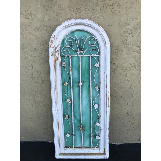 Antique Wood Window Pane With Metal And Teal Quarts Back Chairish