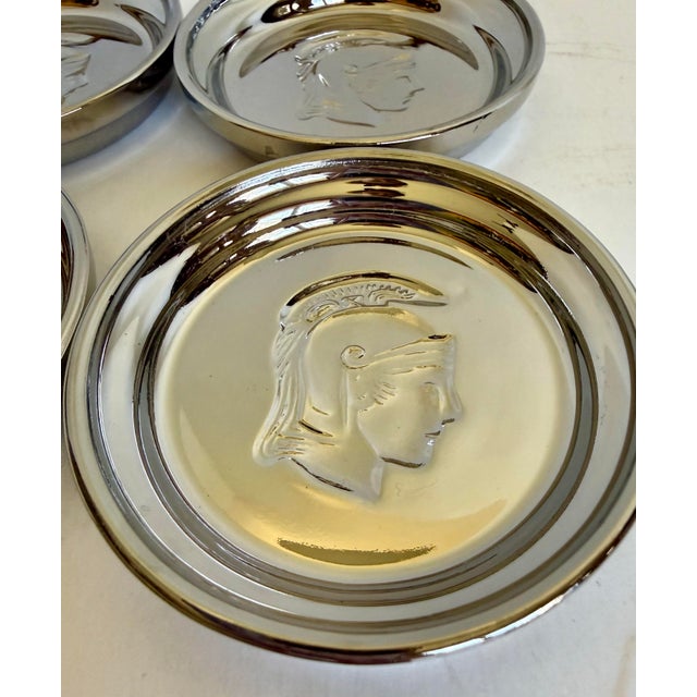 Vintage Mercury Glass Roman Warrior Coasters, Set of 4 For Sale - Image 4 of 7