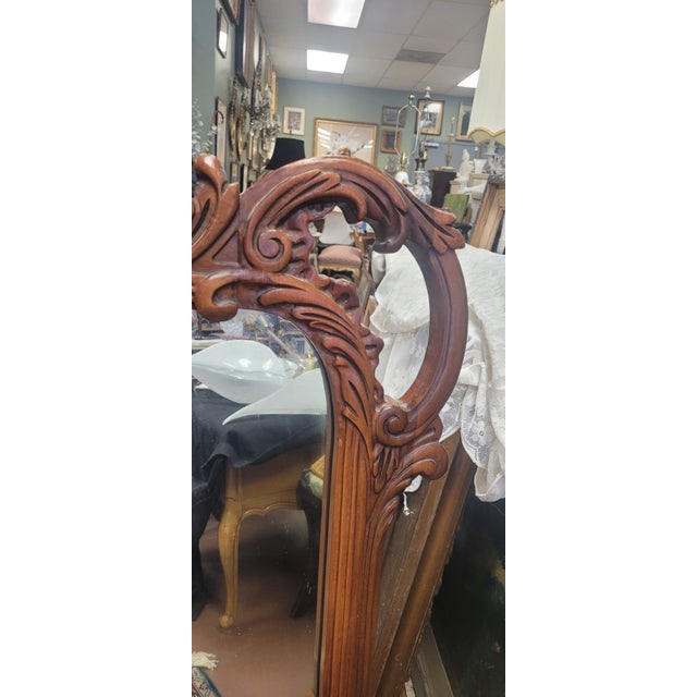 Large 1940s Mahogany Carved Mantel Mirror For Sale - Image 9 of 13