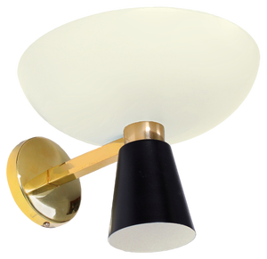 Black & White Brass Diabolo Wall Sconce from Stilnovo, 1950s