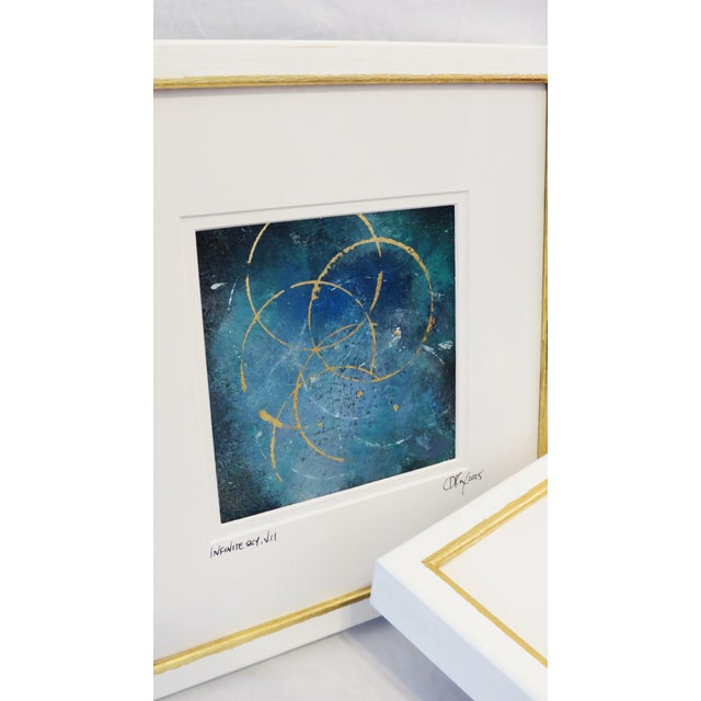 Custom Modern Gold Leaf Framed Abstracts by C. Damien Fox, a Pair. 2025 For Sale In Houston - Image 6 of 9