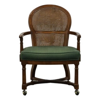 Century Furniture Solid Cherry French Regency Revival Cane Back Game Arm Chair For Sale