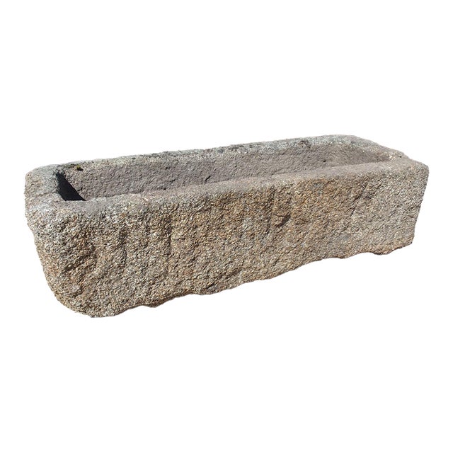 Antique Carved Granite Farm Trough From Normandy, France, 19th Century For Sale