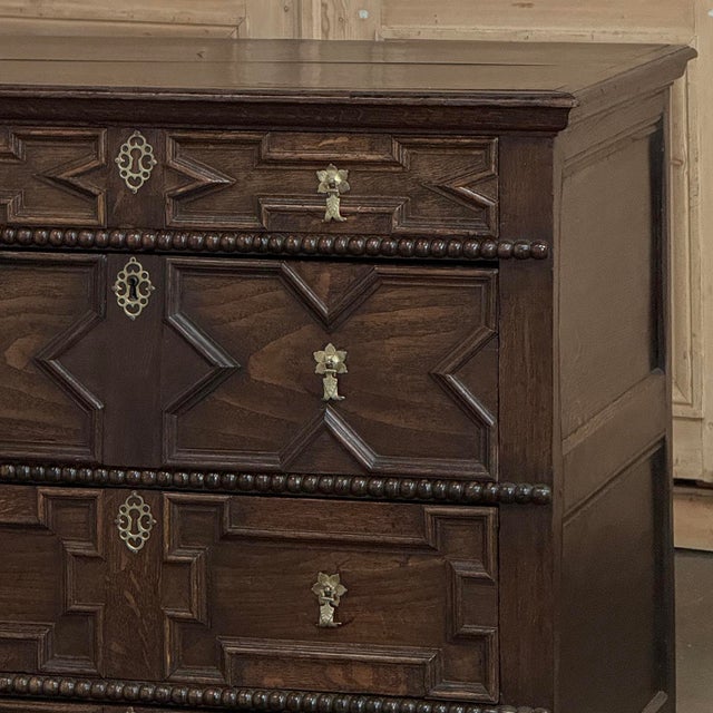 Coffee Early 19th Century English Oak Jacobean Style Chest of Drawers For Sale - Image 8 of 18