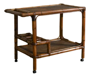 Bar Cart in Bamboo and Vienna Straw, 1980s