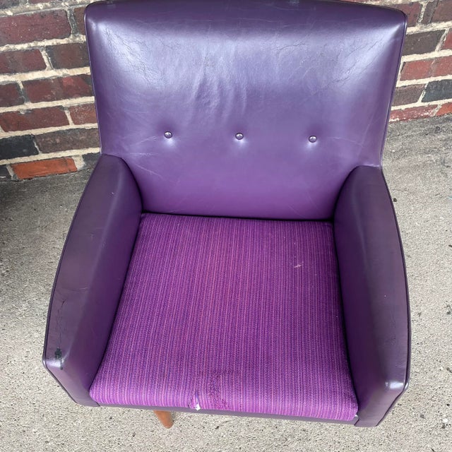 Jens Risom Swivel Base Arm Chairs Purple Leather Chairish