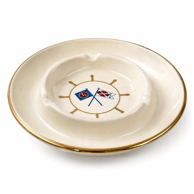 Mid 20th Century Vintage the Tides Inn Hotel Irvington Virginia Nautical Ceramic Ashtray For Sale - Image 5 of 9
