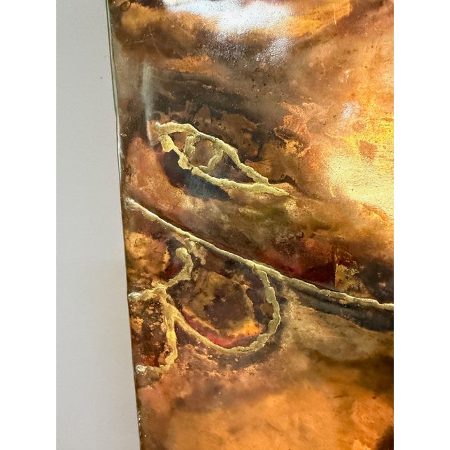 Metal Vincent Payez Signed 1967 Torch Copper Wall Art, Brutalist Floral Repoussé Panel For Sale - Image 7 of 13