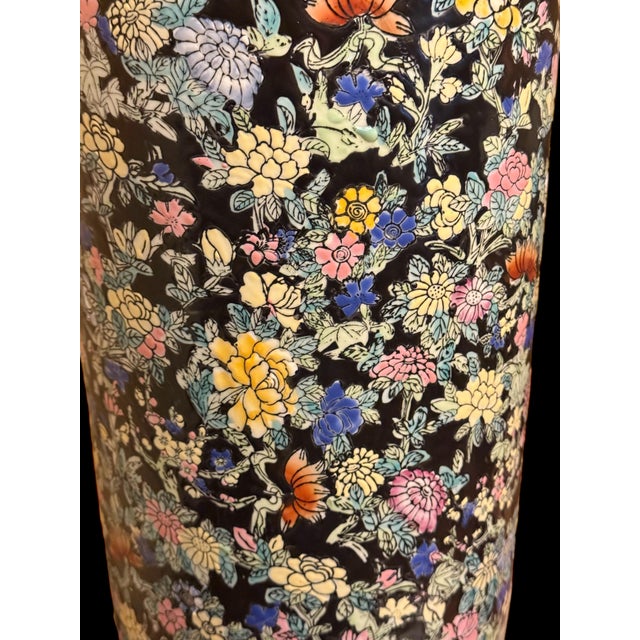 1890's Chinese Export Floral Palette Porcelain Umbrella/Stick Stand For Sale - Image 6 of 8