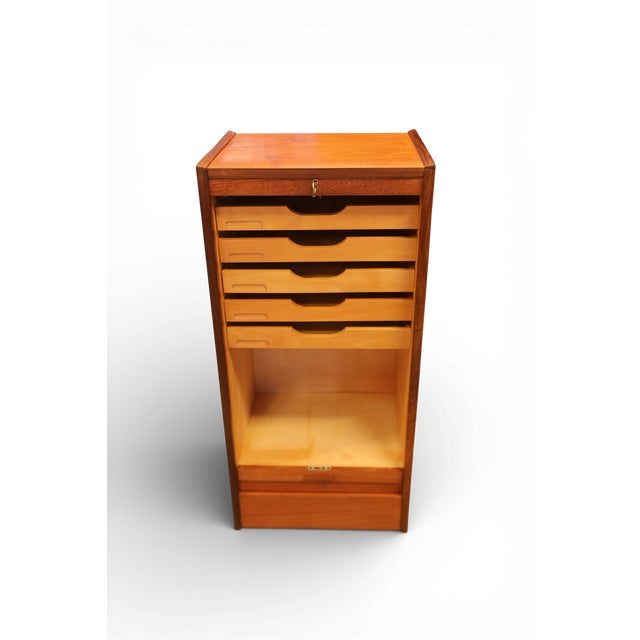 Danish Teak Filing Cabinet with Louvered Door, 1960s For Sale - Image 6 of 14