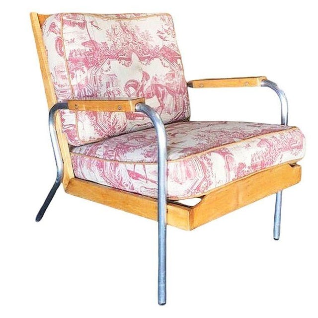 Rare refined mid-century modern lounge chair pair by the Hill-Rom Furniture in Batesville, Indiana, showcasing a...