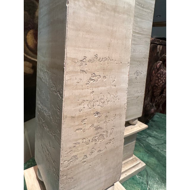 Wood Pair Very Large Mid Century Architectural Painted Wood Obelisks. For Sale - Image 7 of 11