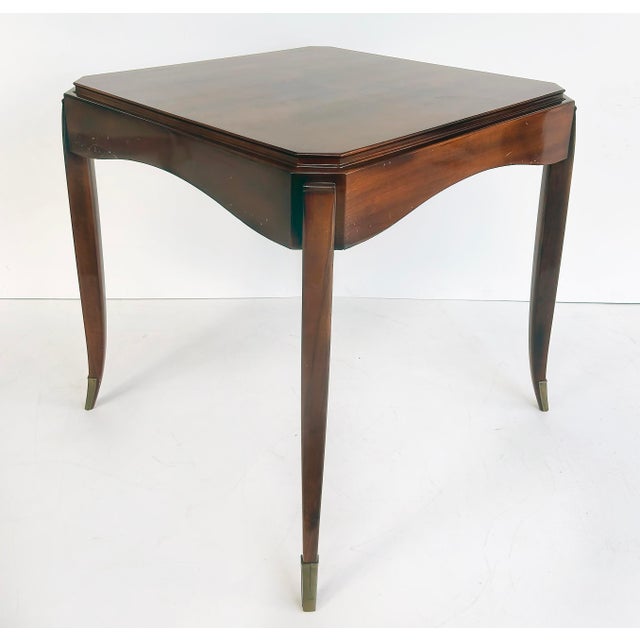 Alfred Porteneuve French Art Deco Flip-Top Mahogany Game Table, Porteneuve Attributed, Circa 1940s For Sale - Image 4 of 13