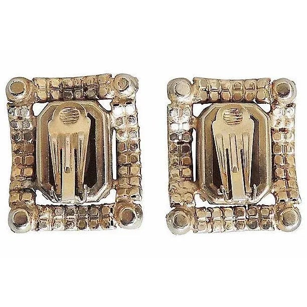 1980s Vintage Delizza & Elster Juliana Faux-Topaz Rhinestone Clip Earrings - 2 Pieces For Sale - Image 5 of 6