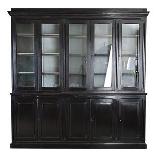 English Antique Painted & Ebonized Large Bookcase For Sale