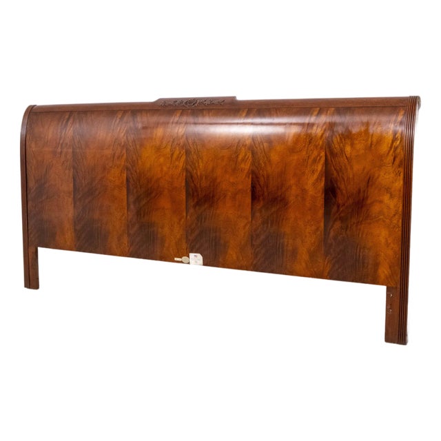 Baker Flame Mahogany Sleigh King Size Headboard For Sale