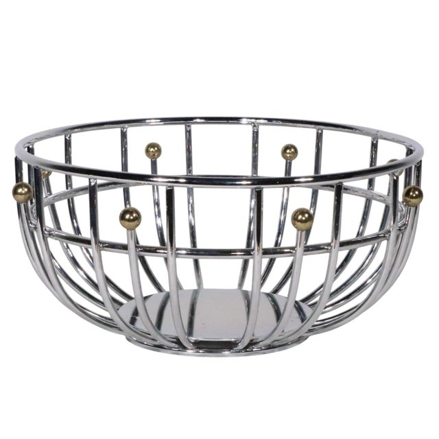 Mid 20th Century Hollywood Regency Space Age Chrome and Brass Fruit Bowl C. 1960/70's For Sale - Image 5 of 7