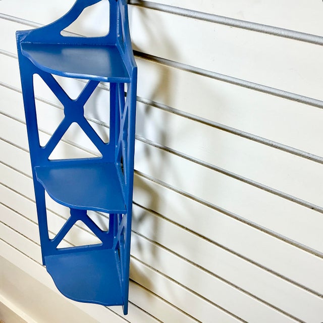 1960s Vintage Americana Boho Chic Folk Art 3-Tier Wall Mounted Corner Shelf For Sale - Image 13 of 13