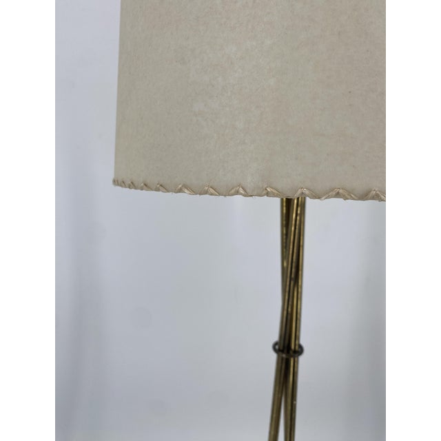 Mid-Century Modern Mid-Century Floor Lamp with Brass Base and Fabric Shade, Germany, 1950s For Sale - Image 3 of 14
