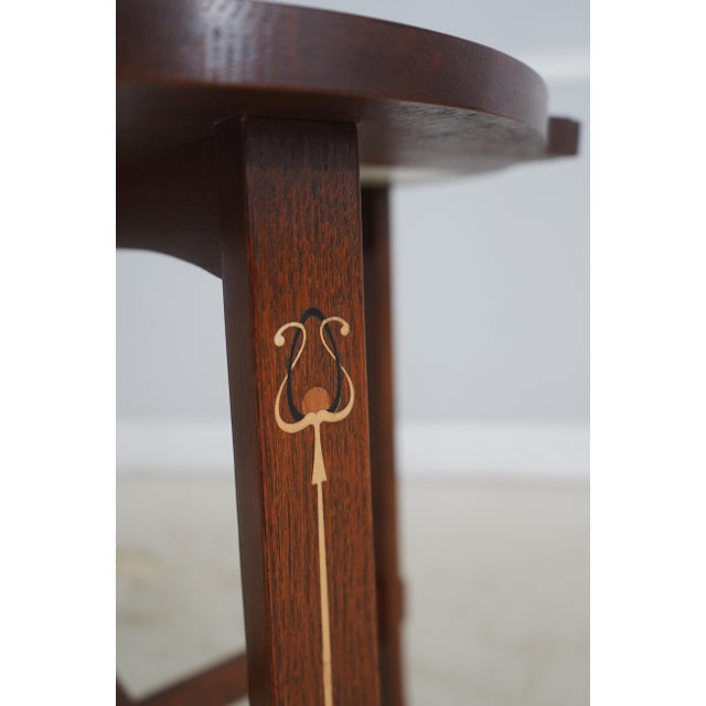 Stickley Harvey Ellis Inlaid Oak Tea Table For Sale - Image 11 of 14