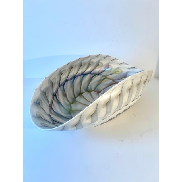 Mid 20th Century Glass or Porcelain Decorative Bowl with Shell Like Design For Sale - Image 5 of 8