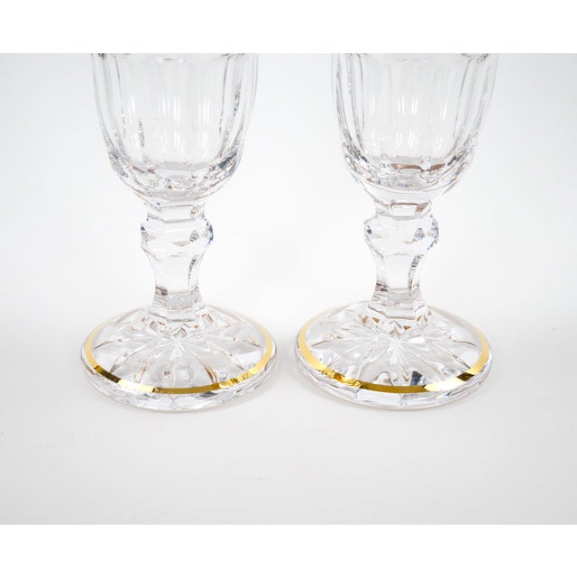 Val Saint Lambert Set of 12 Gilt Gold-Decorated Tableware Flute Service For Sale - Image 12 of 14