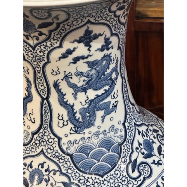 Early 20th Century Palace Size Chinese Blue and White Vase For Sale - Image 5 of 7