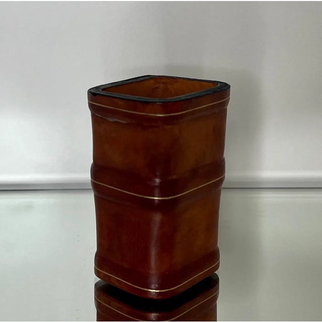 Italian Vintage Italian Gold Embossed Leather Pen Holder For Sale - Image 3 of 7